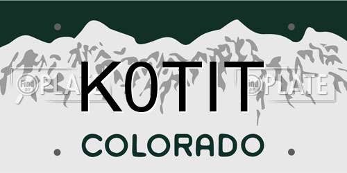 K0TIT Colorado License Plate