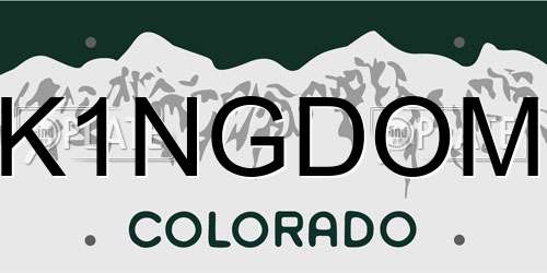 K1NGDOM Colorado License Plate