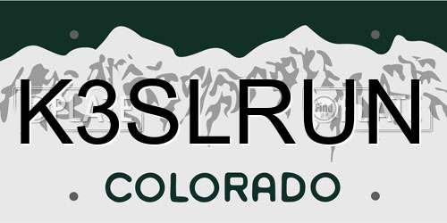 K3SLRUN Colorado License Plate
