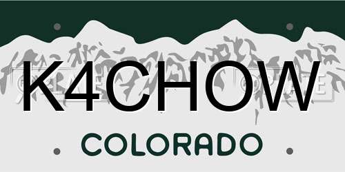 K4CHOW Colorado License Plate