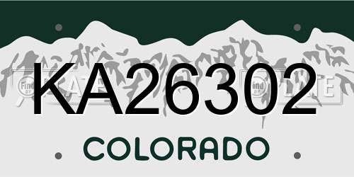 KA26302 Colorado License Plate
