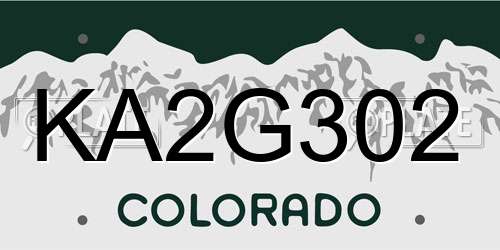 KA2G302 Colorado License Plate