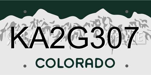 KA2G307 Colorado License Plate