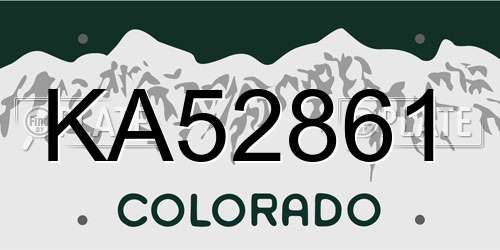 KA52861 Colorado License Plate