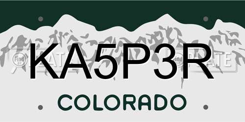KA5P3R Colorado License Plate