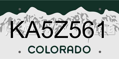 KA5Z561 Colorado License Plate