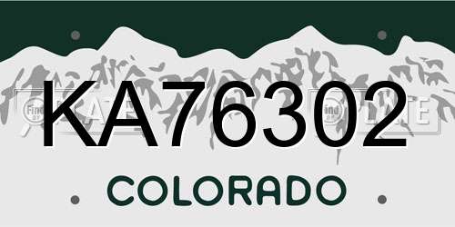 KA76302 Colorado License Plate