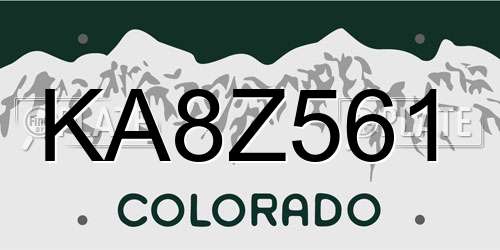 KA8Z561 Colorado License Plate