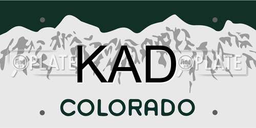 KAD Colorado License Plate