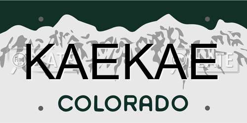 KAEKAE Colorado License Plate