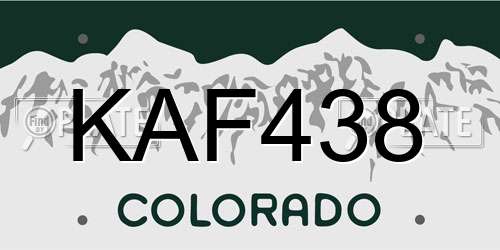 KAF438 Colorado License Plate