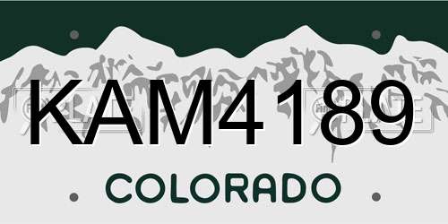 KAM4189 Colorado License Plate