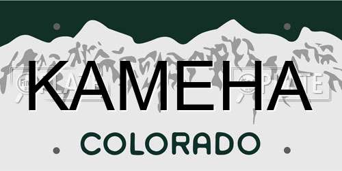 KAMEHA Colorado License Plate