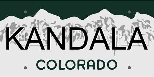 KANDALA Colorado License Plate