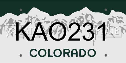 KAO231 Colorado License Plate