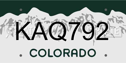 KAQ792 Colorado License Plate