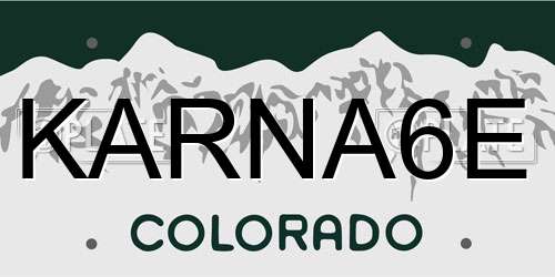 KARNA6E Colorado License Plate