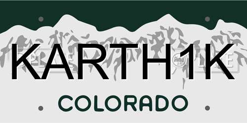 KARTH1K Colorado License Plate