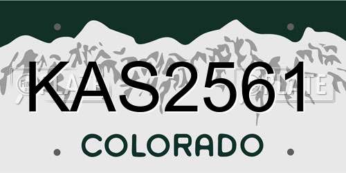 KAS2561 Colorado License Plate