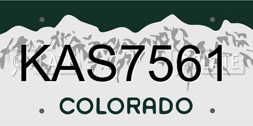 KAS7561 Colorado License Plate