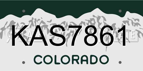 KAS7861 Colorado License Plate