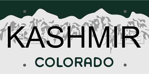 KASHMIR Colorado License Plate