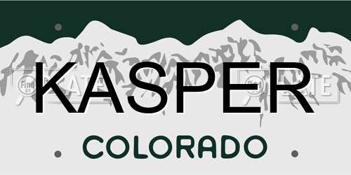 KASPER Colorado License Plate