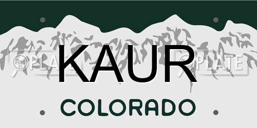 KAUR Colorado License Plate
