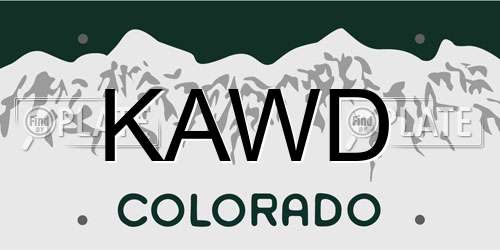 KAWD Colorado License Plate