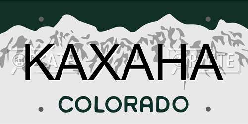 KAXAHA Colorado License Plate