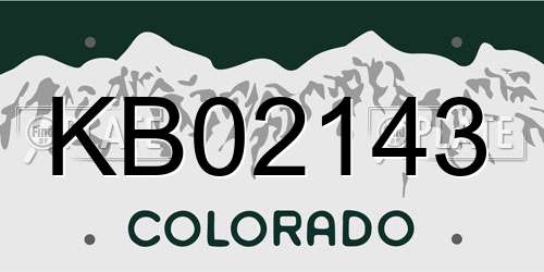KB02143 Colorado License Plate