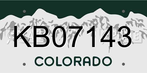 KB07143 Colorado License Plate