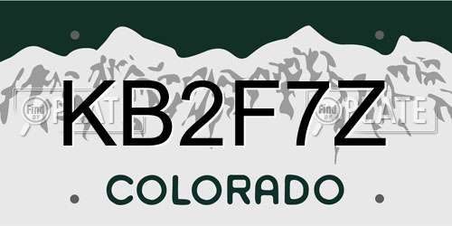 KB2F7Z Colorado License Plate
