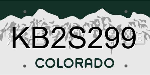 KB2S299 Colorado License Plate
