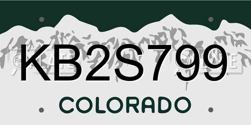 KB2S799 Colorado License Plate