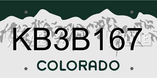 KB3B167 Colorado License Plate