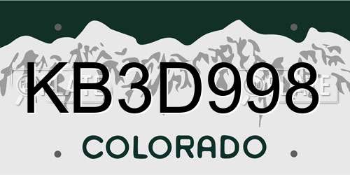 KB3D998 Colorado License Plate
