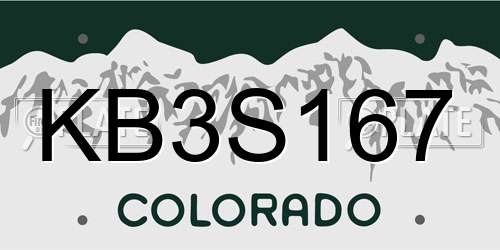 KB3S167 Colorado License Plate