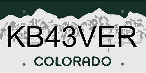 KB43VER Colorado License Plate