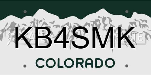KB4SMK Colorado License Plate