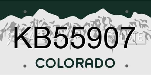 KB55907 Colorado License Plate