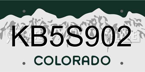 KB5S902 Colorado License Plate