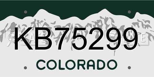 KB75299 Colorado License Plate