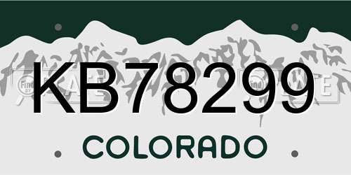 KB78299 Colorado License Plate