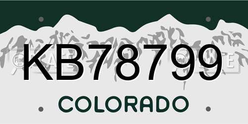 KB78799 Colorado License Plate