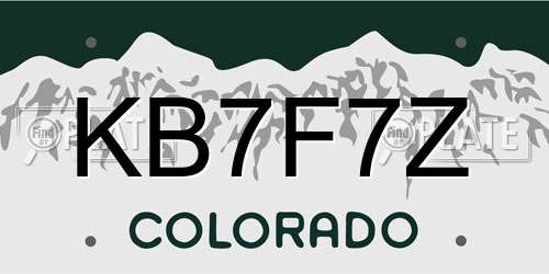 KB7F7Z Colorado License Plate