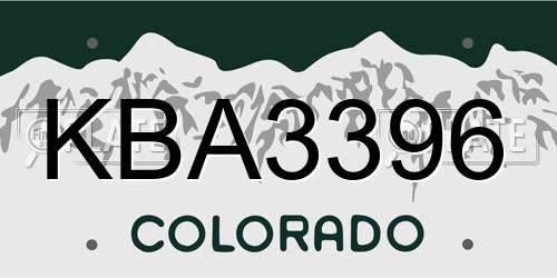 KBA3396 Colorado License Plate