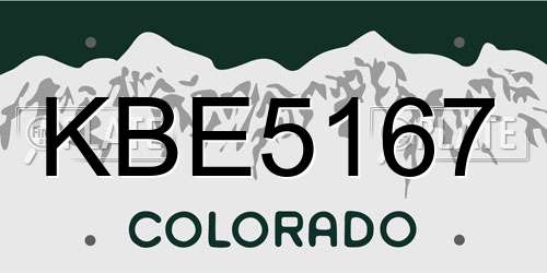 KBE5167 Colorado License Plate