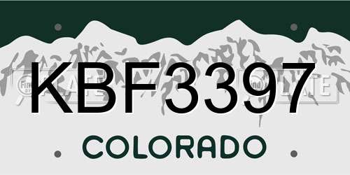 KBF3397 Colorado License Plate