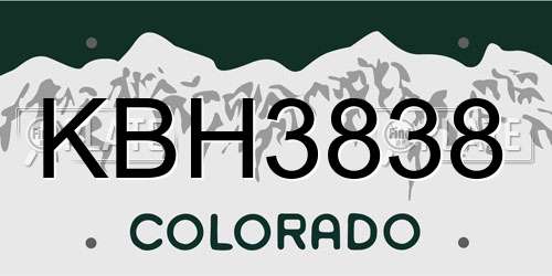 KBH3838 Colorado License Plate
